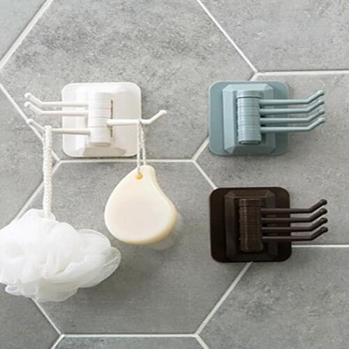 Rotatable Adhesive Traceless Hook Kitchen Wall Holder Self Adhesive Home Kitchen Wall Bathroom Accessory