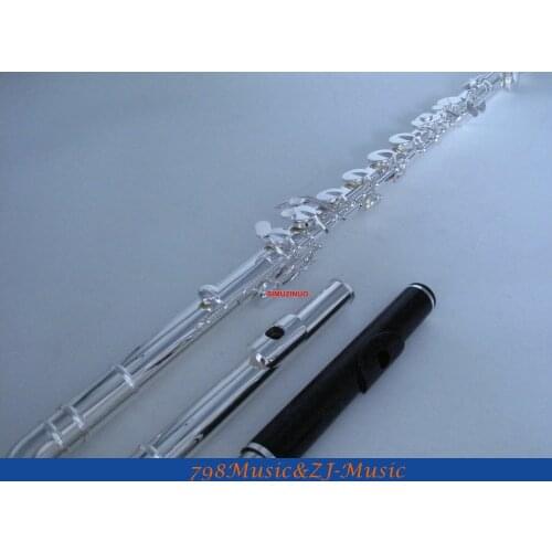 Professional New Silver Bass Flute C Key Off Set G key Italian Pad+ Greandilla wood headjoint+wood headjoint With Case