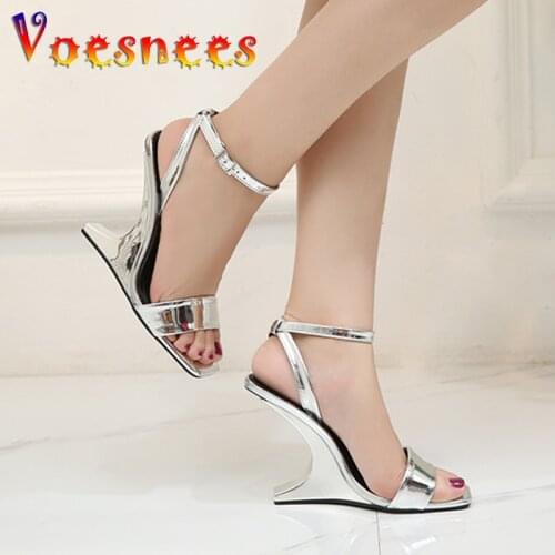 No Heel Sandals Women Shoes Profiled Heel High Heels One Word With Wild Sexy Fashion Sandals Female Summer Platform Moden Shoes