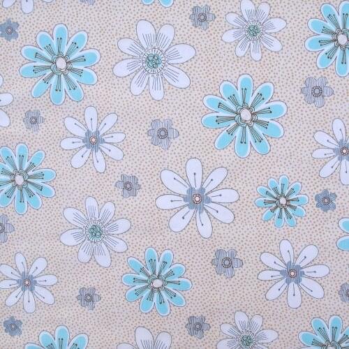 1 yard Cotton Twill Fabric for sewing patchwork, cloth, bedding - Flowers and dots (width=160cm)