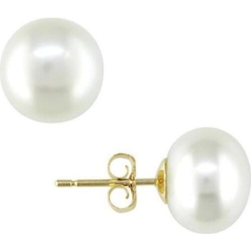 11-12mm natural south sea white pearl earrings 14k