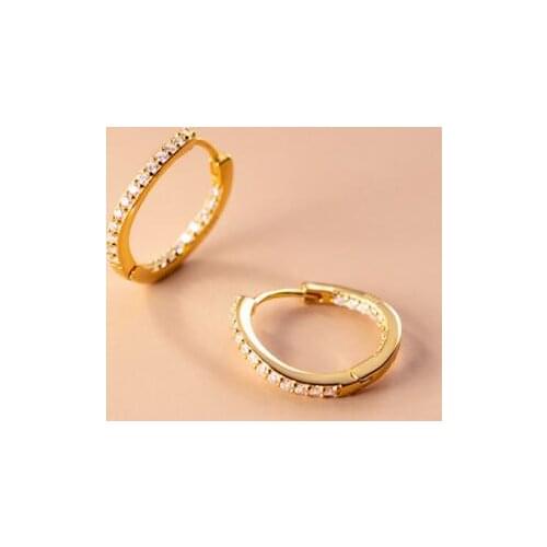18K Gold Authentic 925 Sterling Silver fine Jewelry Mini CZ Set Wave Circle Hoop Huggie Earrings ear bone Leverback C-G8795