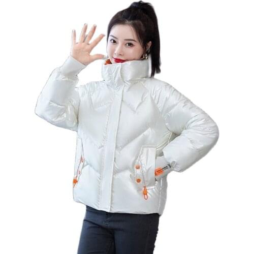 Chic Women Winter Short Windproof Glossy Bubble Coat Outwear Overcoat Oversized Puffer Jacket Cotton Padded Parkas