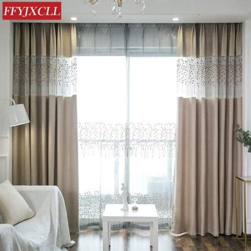 Modern Simple Embroidered Stitching Curtains Blackout Curtain Cloth Living Room Dining Bedroom Bedroom Decorative Curtains