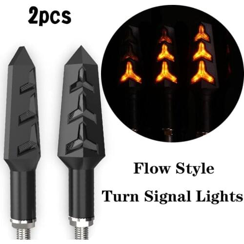 2pcs LED Motorcycle Turn Signals Light Motorcycles bike Flowing Water Blinker Flashing Indicator Bendable Tail Stop Signal lamp