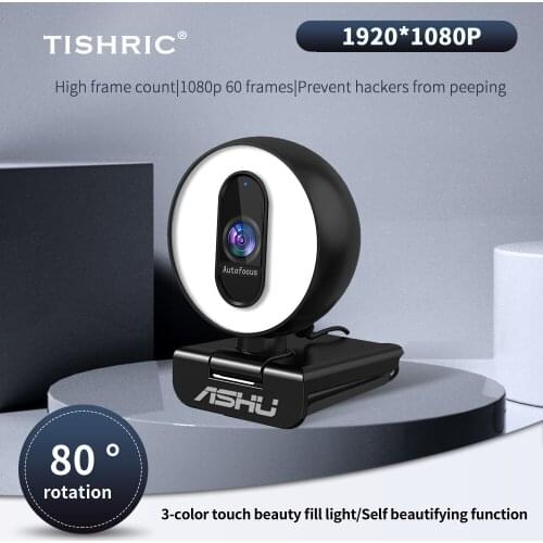 TISHRIC Full HD Computer Web Camera 1080P Webcam 60fps with Microphone Web Cam USB PC Camera For Webcast Network Teaching