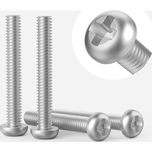 304 Stainless Steel Round Head Screw M4 Cross Recessed Pan Head Machine Screw GB818 Extension Phillips Screw Socket Switch Screw