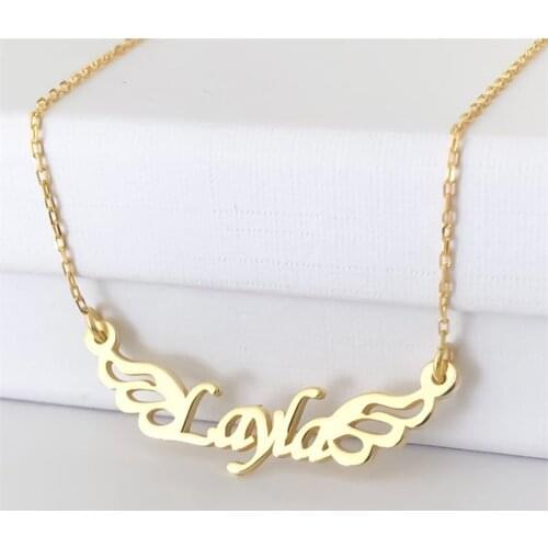 Vintage Wing Charm Necklace Custom Jewelry Customized Stainless Stee Chain Collares Name Necklace Best Friend Gift