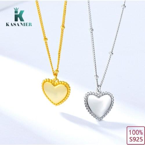 100% 925 Sterling Silver Fashion Heart-shaped Pendant Necklace Elegant Womens Wedding Clavicle Chain Jewelry Valentines Gifts
