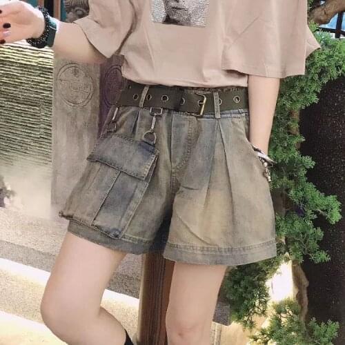 Woman Jeans Pants 2021 Spring Summer High Waist Denim Shorts Womens Elastic Waist Culottes Pantalones Vaqueros Mujer