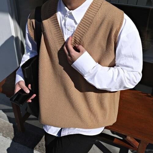 2018 Winter Mens Slim Fit Sleeveless Cashmere Knitting Woolen Pullover Casual Sweater Waistcoat Vest V-neck Sleeve Single Knit