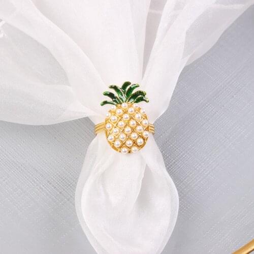12pcs Western restaurant hotel tableware pearl pineapple napkin buckle napkin ring diamond napkin ring towel buckle cloth ring