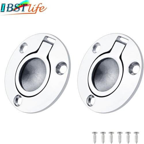 2PCS 51mm Boat 316 Stainless Steel Round Flush Mount Lift Ring Deck Hatch Latch Pull Lift Handle Pull Ring Hardware Accessories