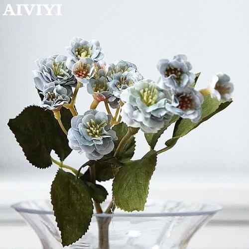 2 branches artificial mini rose flores artificiales DIY wedding home garden decoration handmake fake flowers rose wall suppliers