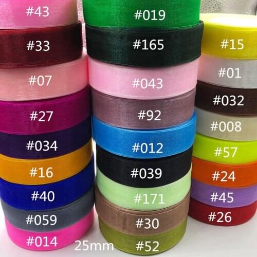 25MM Width 50Yards Lots Colors Choose Transparent Organza Ribbon Weaving Decorations DIY Crafts Gift Box Wrap Belt