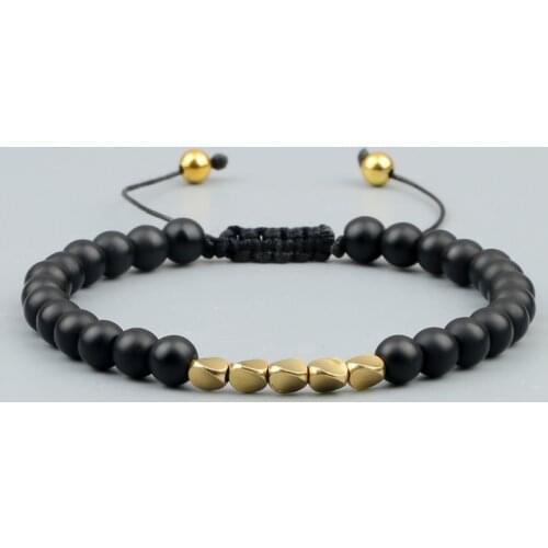 6mm Creative Irregular Gold Copper Beads Bracelet New Boho Black Rope Adjustable Bracelets For Women Men Handmade Knots Jewelry