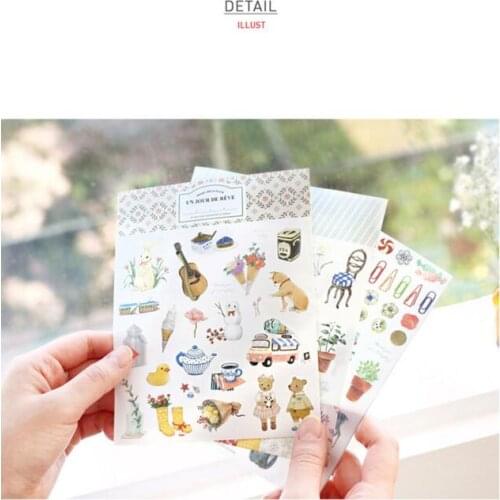 DIY Photo ablum scrapbooking Decorative Stickers diary deco pack PVC and Paper sticker 9sheets /set