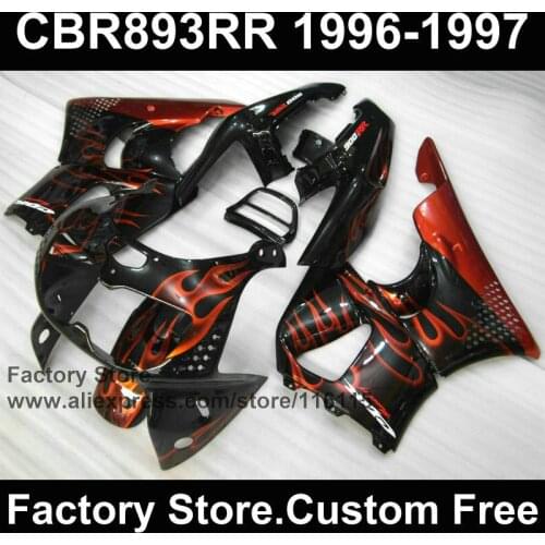 ABS factory fairing kits for HONDA CBR900RR 96 97 CBR 893RR 1996 1997 orange flame motorcycle CBR 893 fairings parts
