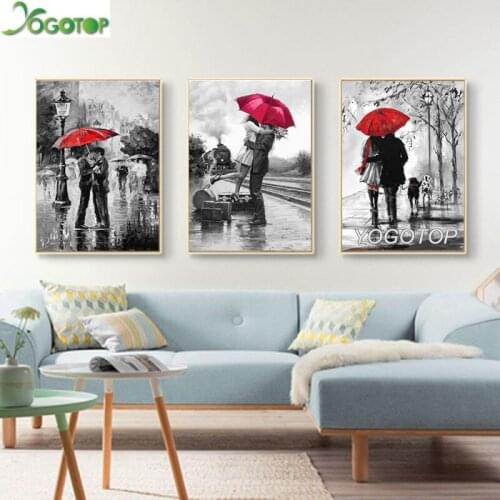 Diy Diamond Painting Red umbrella Couple 5D Full Drill mosaic diamant Embroidery Home Decor romantic lover 3pcs/set ML1015