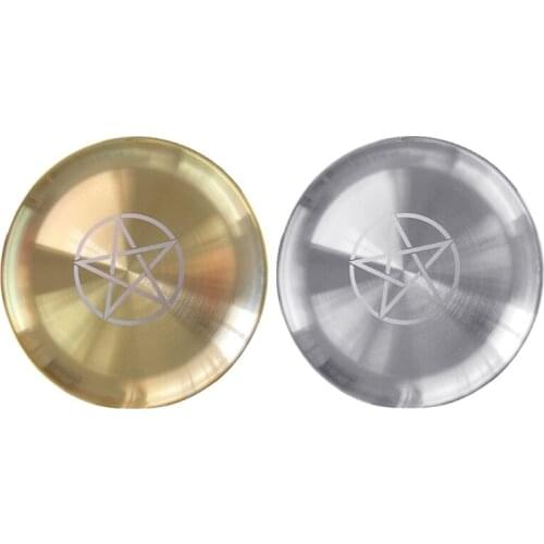 Astrology Star Print Candlestick Table Altar Plate Tile Divination Round Metal Storage Plate Candle Holder Ritual Tray