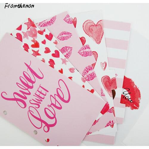 Sweet love Spiral Notebook dividers index pages 6 hole planner diary accessories gift stationery office & school supplies