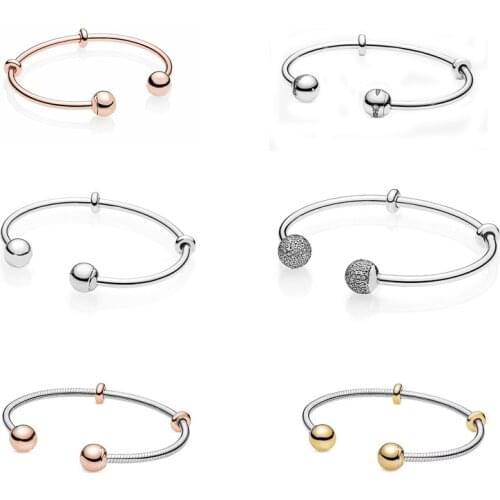 Free Shipping Authentic 925 Sterling silver Moments Open Bangle Fit Original Charms For Women DIY Jewelry Bracelets Beads