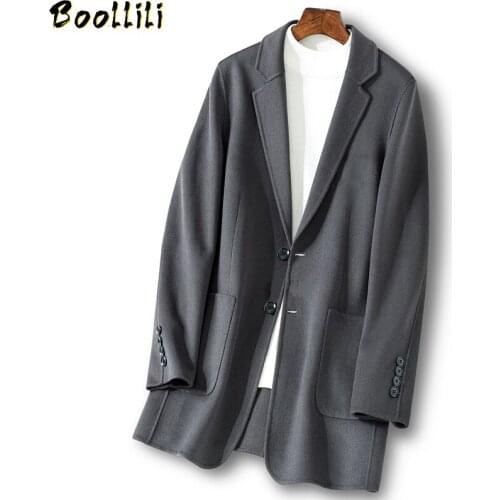 Boollili Long Wool Coat Men Spring Autumn Jacket Double-sided Overcoat Mens Coats and Jackets Casual Manteau Homme