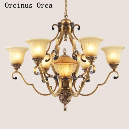 European retro golden chandelier living room dining room bedroom American idyllic LED resin Chandelier free shipping