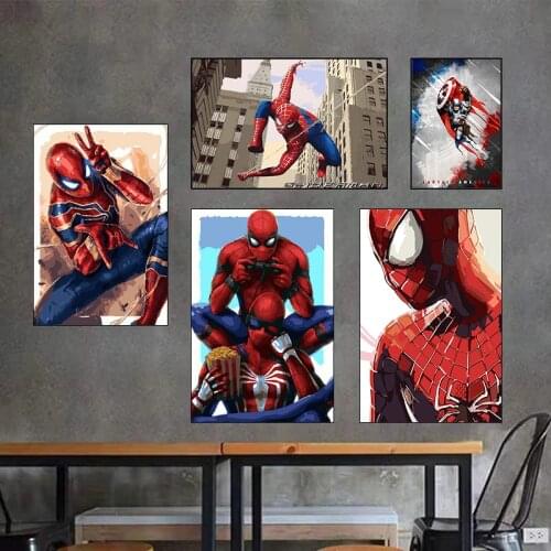 Superhero Spiderman Spiderman Canvas Paintings Marvel Anime Posters and Prints Wall Art Picture for Living Room Home Decoration