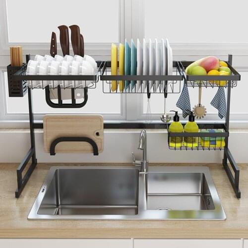 Stainless steel kitchen rack sink dish rack drain dish rack kitchen utensils storage supplies kitchen stuff