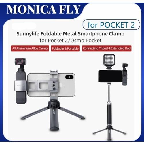 Metal Smartphone Clamp Mount Foldable Holder May Collocation Tripod for POCKET 2 / OSMO POCKET Camera Accessories