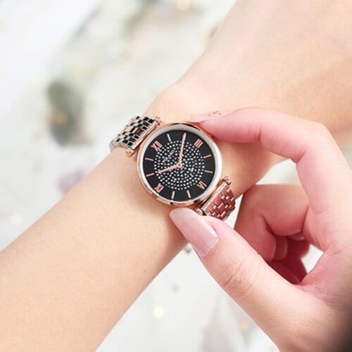 Fashion Business Roman Two-Hand Diamond-studded Gypsophila Steel Band Quartz Watch