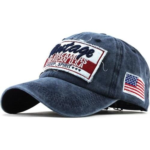 Washed Cotton Baseball Cap Unisex Letters Flag Embroidery Baseball Cap For Men & Women Casual Adjustable Outdoor Sun Hats