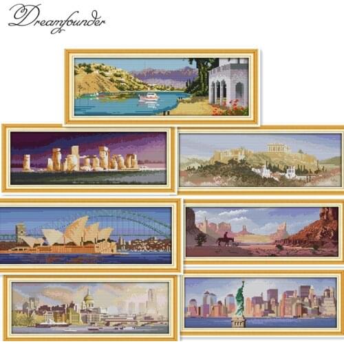 The Mediterranean Sea port cross stitch kit aida 14ct 11ct count printed canvas stitches embroidery DIY handmade needlework