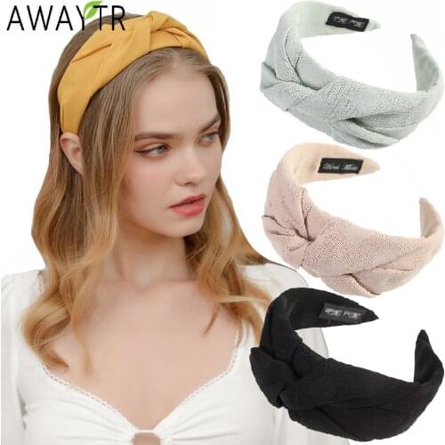 Wide Bezel Hair Hoop Bands Fashion Girls Solid Color Hairband Cross Top Knot Headband for Women Bow Hair Accessories Headdress