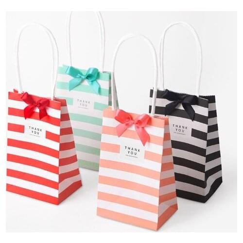10pcs/Lot Stripe Candy Bag Baby Shower Plastic Gift Bag Wedding Birthday Cookie Candy Gift Packaging Bags Party Favors