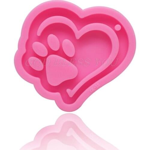 Love Heart Bear Paw Keychain Casting Silicone Mould DIY Crafts Jewelry Pendant Making Tools Crystal Epoxy Resin Mold Drop Ship