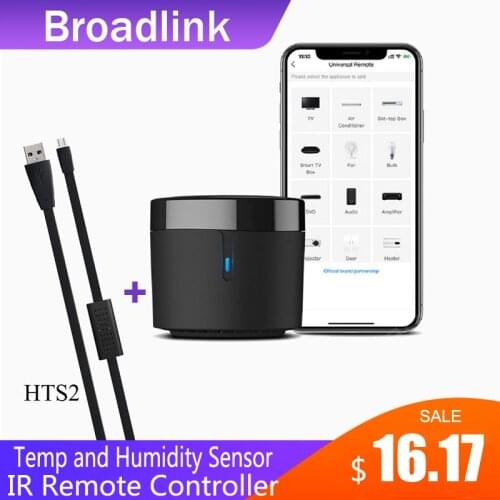 Broadlink RM4mini/RM4C MIN WiFi IR Remote Controller for Air conditioning TV set-top Box Temperature Humidity Sensor HTS2 Alexa