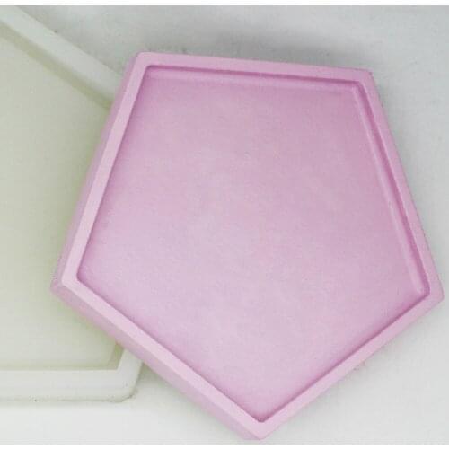 Pentagonal Gypsum Aromatherapy Plaster Candle Stick Flower Pot Tray Silicone Concrete Mold Diy Polymer Clay Molds