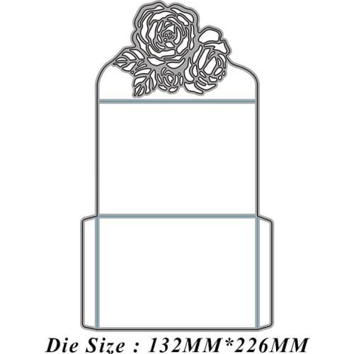 Rose Greeting Card Envelope Metal Cutting Dies Scrapbook Paper Craft Knife Mould Stencils 2021 New Making Die Cuts