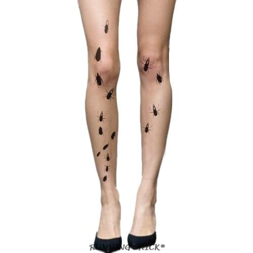 Insects Digital Printing Silk Stockings, Summer, Thin, 8D Thickness Core-spun Stretch Yarn Women Tight, Tattoo Stockings