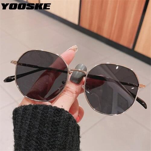 YOOSKE Vintage Oval Sunglasses Men Fashion Classic Small Sun Glasses Women Luxury Brand Designer Gradient Black Eyeglasses UV400
