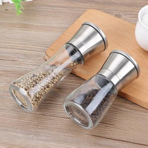 Spice bottlestylish stainless steel grater glass body spice salt pepper grinder kitchen accessories cooking tool portable Set