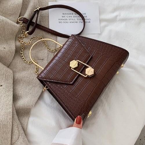Stone Pattern PU Leather Crossbody Bags For Women 2020 Small Totes With Metal Handle Lady Shoulder Messenger Bag Handbags