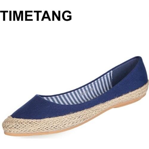 TIMETANG plus size 41 new women comfortable cavans flat casual shoes fashion nurse officer driver lazy loafer shoes C314