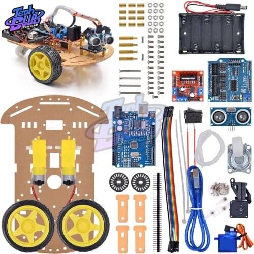 Ultrasonic obstacle avoidance L298N motor drive 2WD smart robot car Chassis kit Ultrasonic Module for Arduino UNO R3 DIY kit
