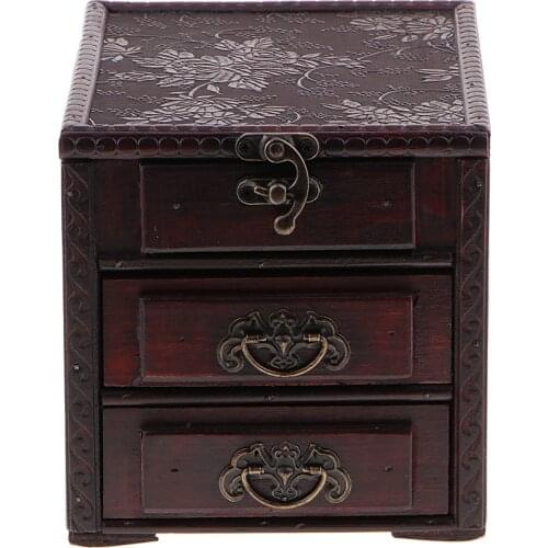 Vintage Metal Lock Wooden Storage Box Jewelry Treasure Organizer Case Gift Box