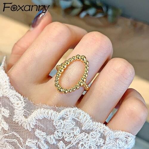 Foxanry Minimalist 925 Sterling Silver Rings for Women Trendy Vintage France Gold Plated Oval Twist Geometric Party Jewelry Gift