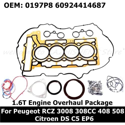 OEM 0197P8 60924414687 Genuine Engine Rebuilding Kits For Peugeot RCZ 3008 308CC 408 508 Citroen DS C5 EP6 1.6T