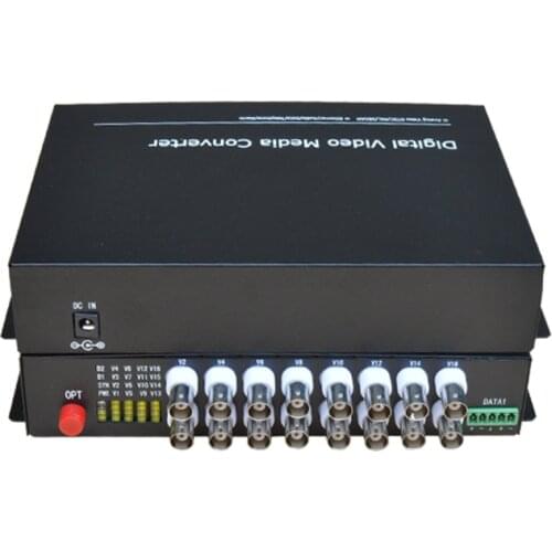 16 CH Video Fiber Optical Media Converters -16 BNC Transmitter Receiver Single mode 20Km For CCTV Surveillance system